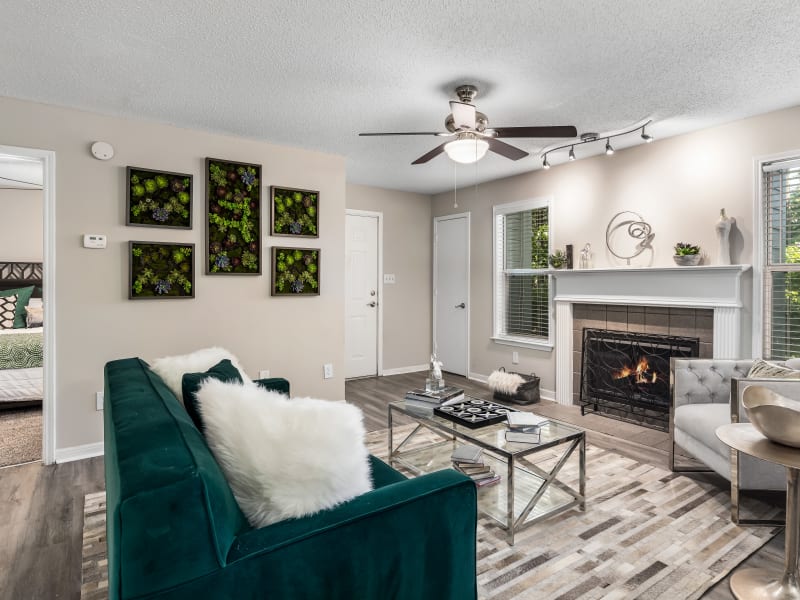 Well-furnished living room and dining room in an apartment at Renaissance at Galleria in Hoover, Alabama