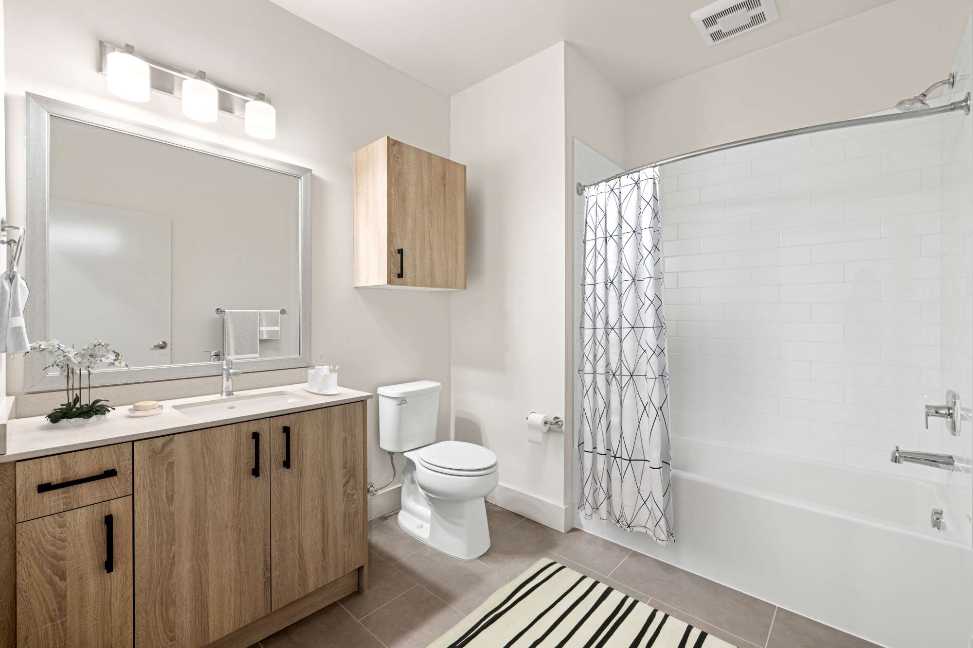 Bright bathroom at Radiate in Redmond, Washington