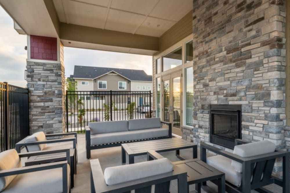 A sunny patio at The Enclave in Meridian, Idaho