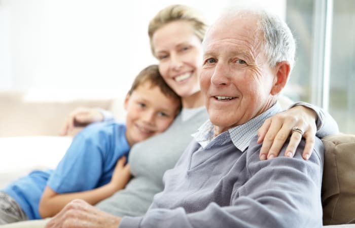 Resident with his family at Stonecrest of Northville in Northville, Michigan
