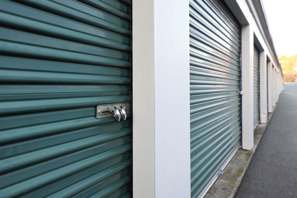 Green storage door at StayLock Storage in Mauldin, South Carolina
