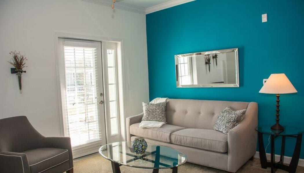 Beautiful living room at Parkside at Charles Street in Newport News, Virginia