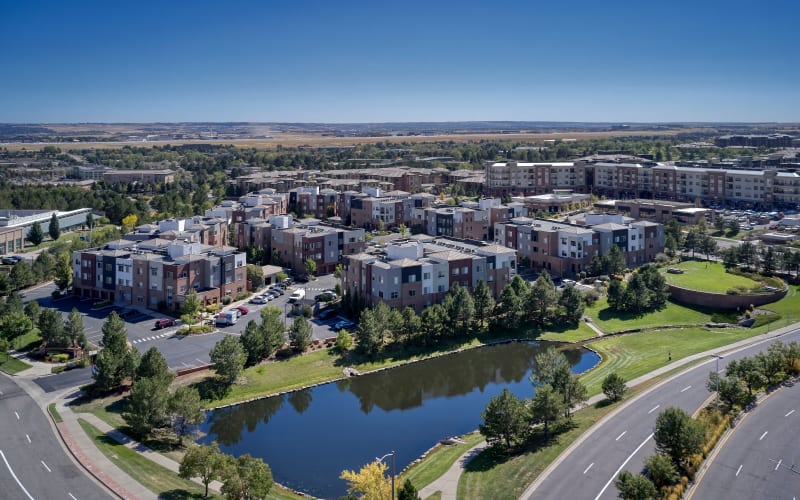 Aerial view of the property at The Rail at Inverness in Englewood, Colorado