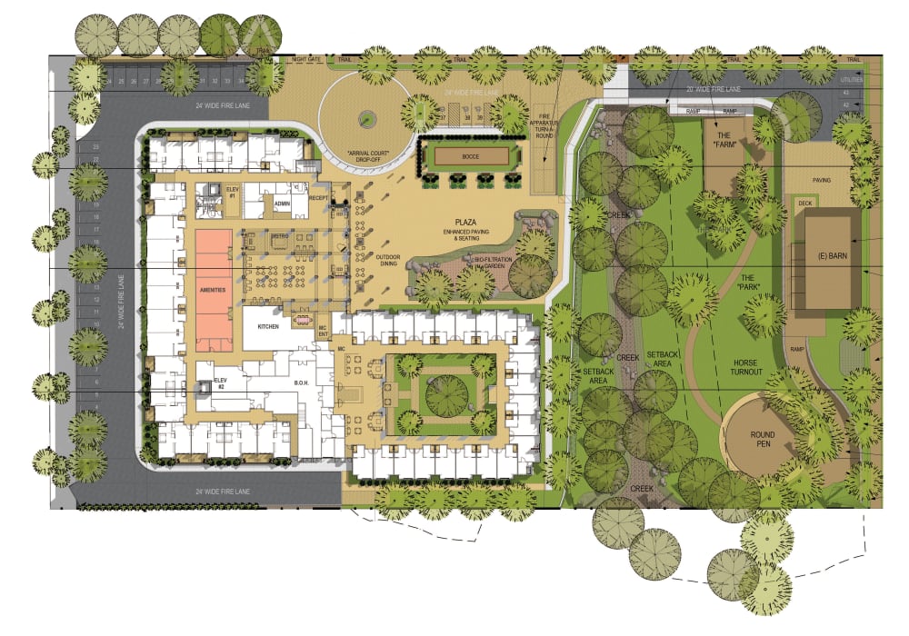 The site map at Carefield Living Encinitas in Encinitas, California. 