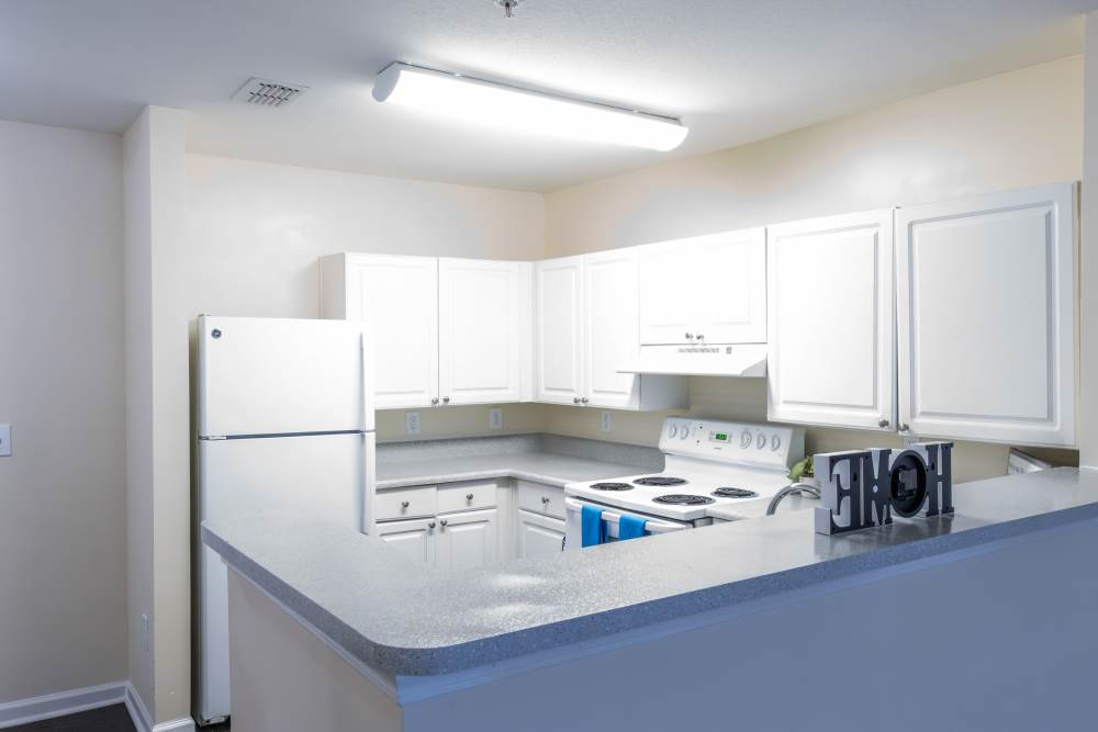 Kitchen with granite countertop at Ashton Walk in Forest Park, Georgia