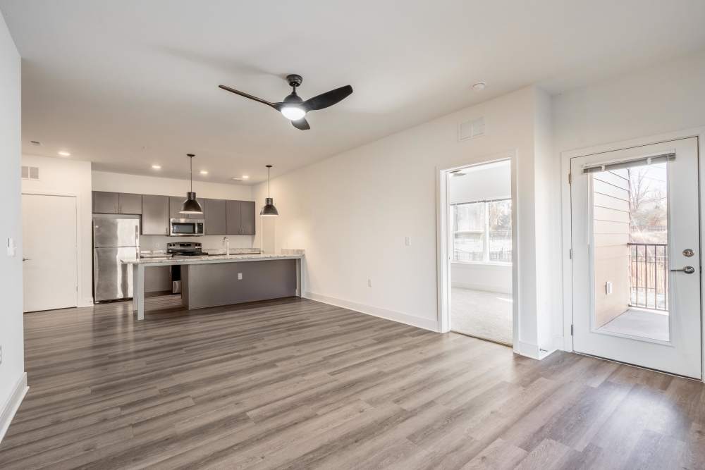 View of kitchen from living room at 5 Row in Charlottesville,Virginia