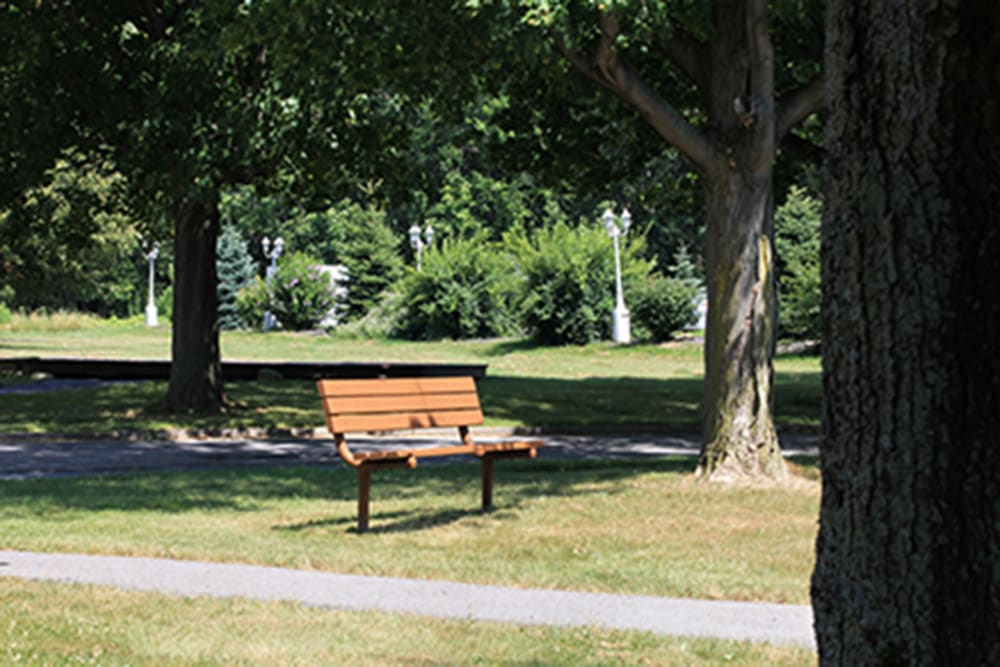 Bench in the park at Highland Glen in Scottsburg, Indiana