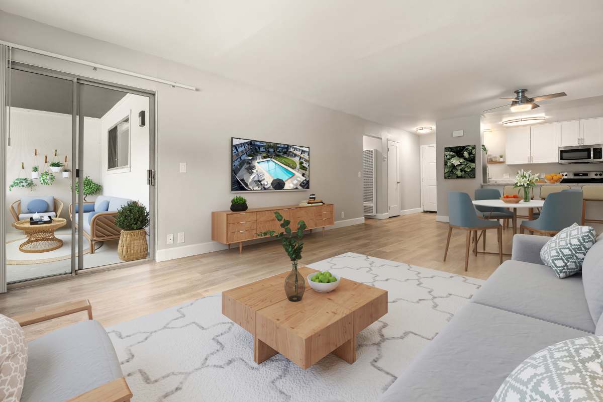 Spacious living room at Oak and Iron in Walnut Creek, California