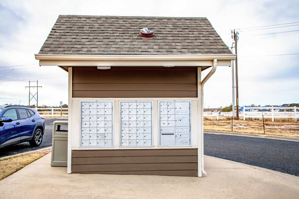 Mail boxes at Whispering Plains Apartments in Guymon, Oklahoma