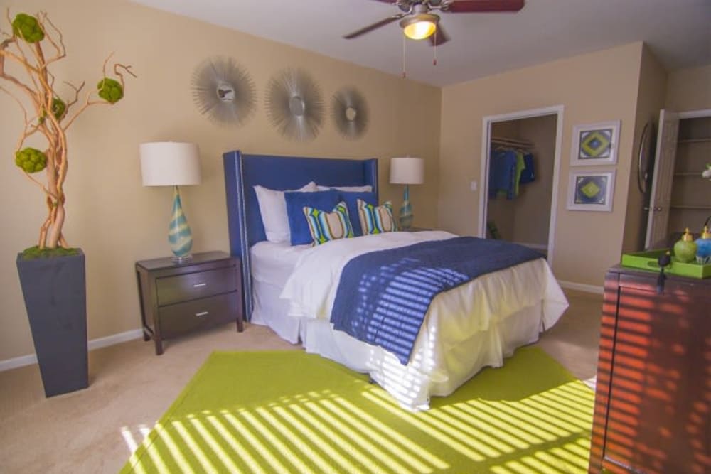 Spacious model bedroom at Metro 5514 in Houston, Texas