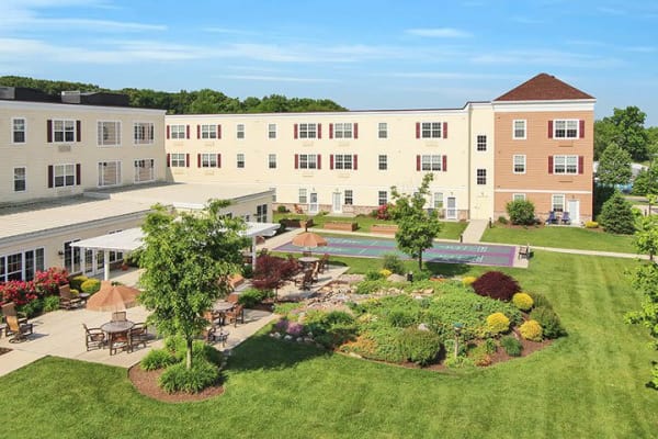 Aerial view of Keystone Villa at Fleetwood's landscaping in Blandon, Pennsylvania