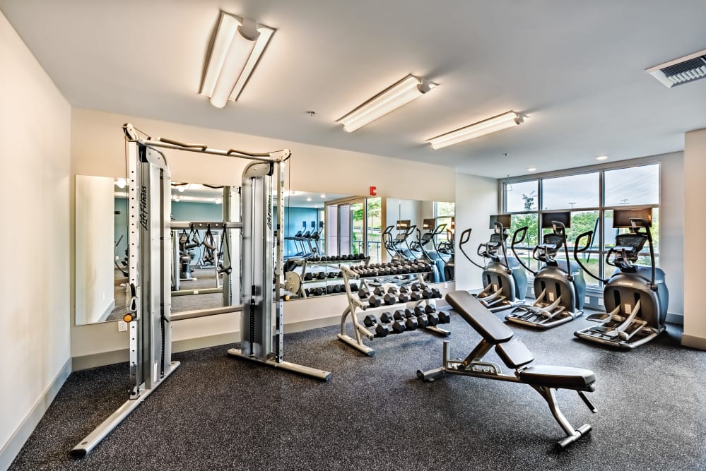 Fitness center at Cosmopolitan Apartments in Pittsburgh, Pennsylvania