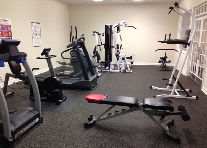 Heritage Apartments offers a fitness center in Hillsborough, North Carolina