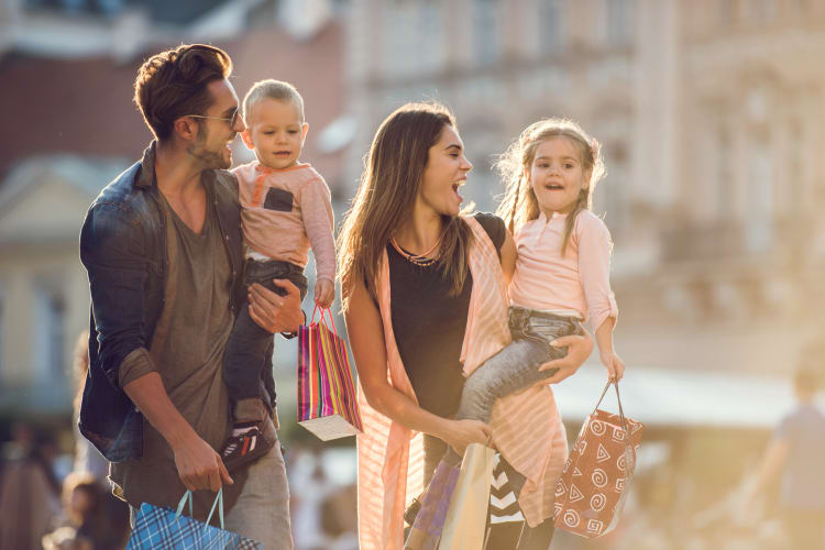 Family walking around the neighborhood near Alaire Apartments in Renton, Washington