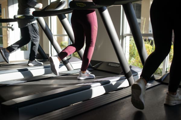 Residents running on the treadmills in the fitness center at The Hyve in Tempe, Arizona