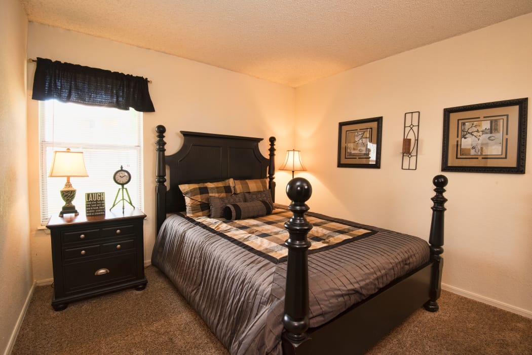 Master bedroom at Aspen Park Apartments in Wichita, Kansas
