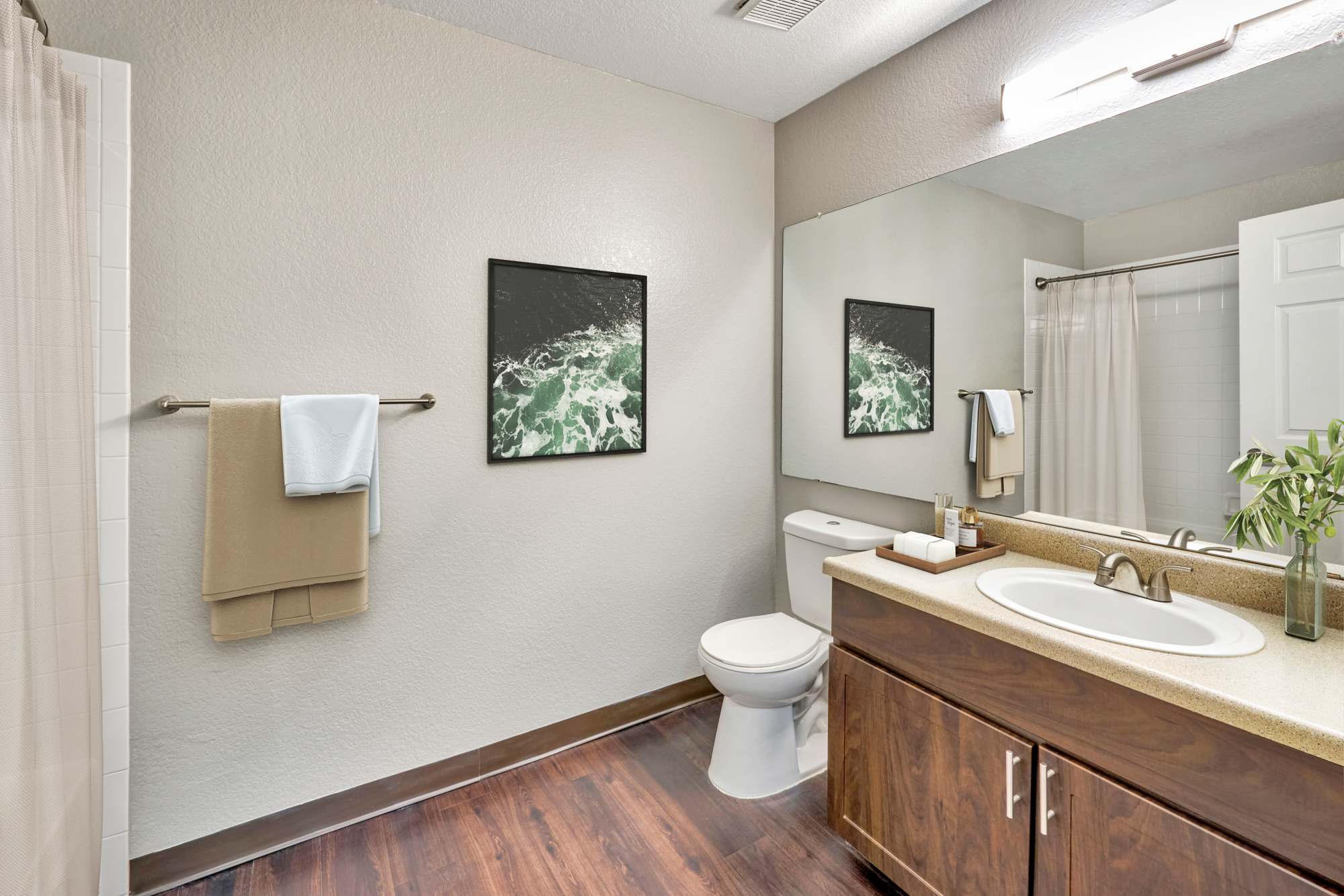 Modern bathroom at Arapahoe Club Apartments in Denver, Colorado