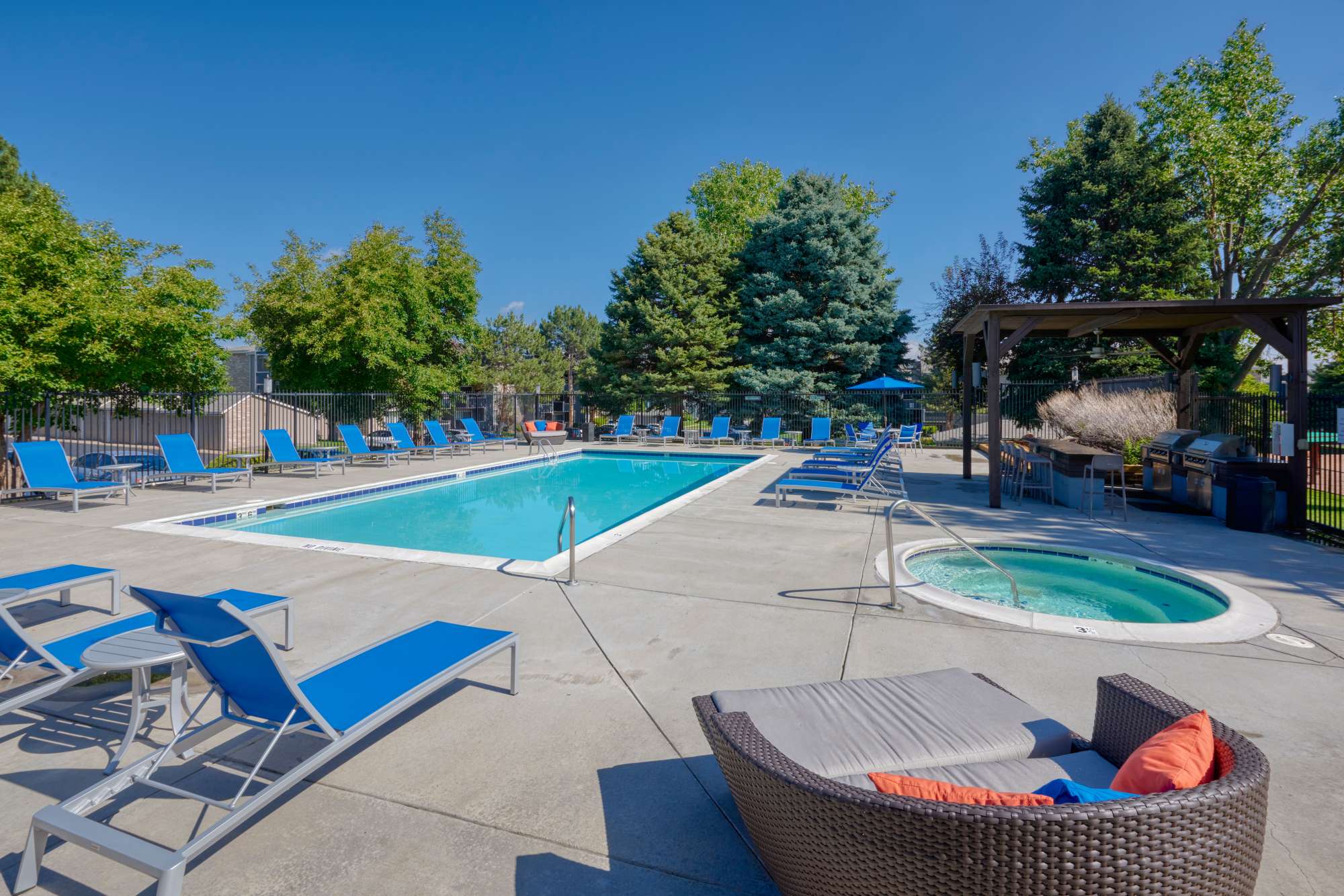 Large swimming pool at Alton Green Apartments in Denver, Colorado