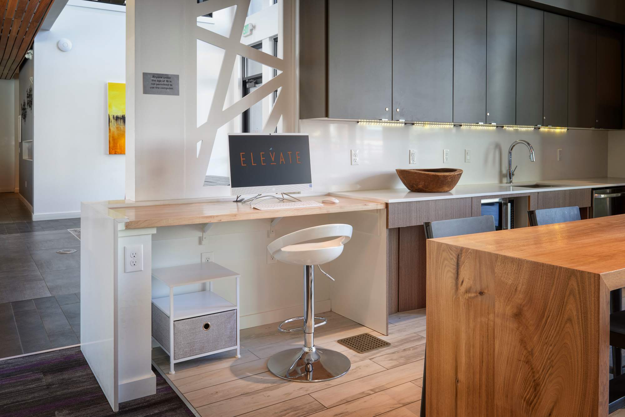 Clubhouse kitchen at Elevate in Englewood, Colorado
