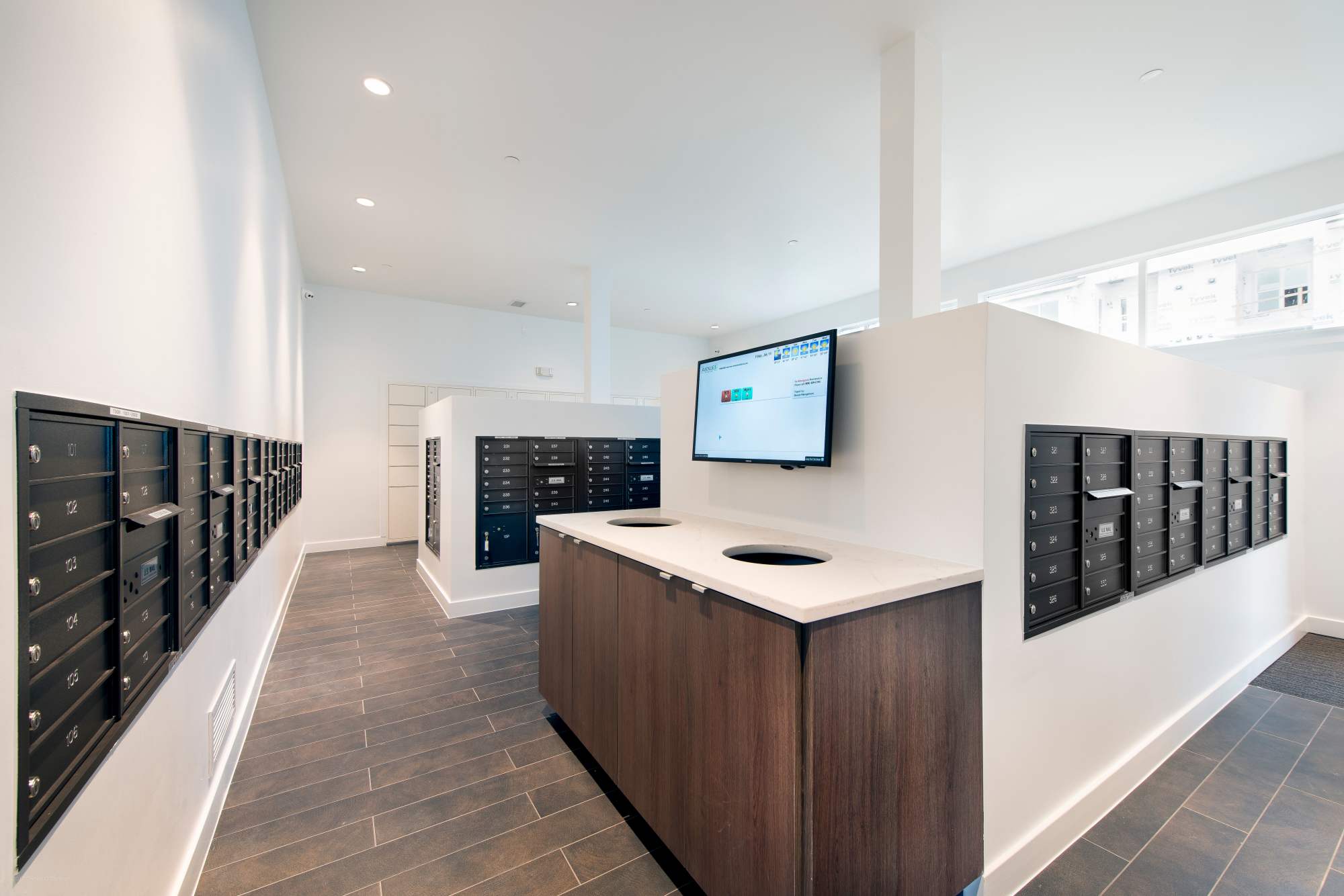 Mail room with lockers at Elevate in Englewood, Colorado