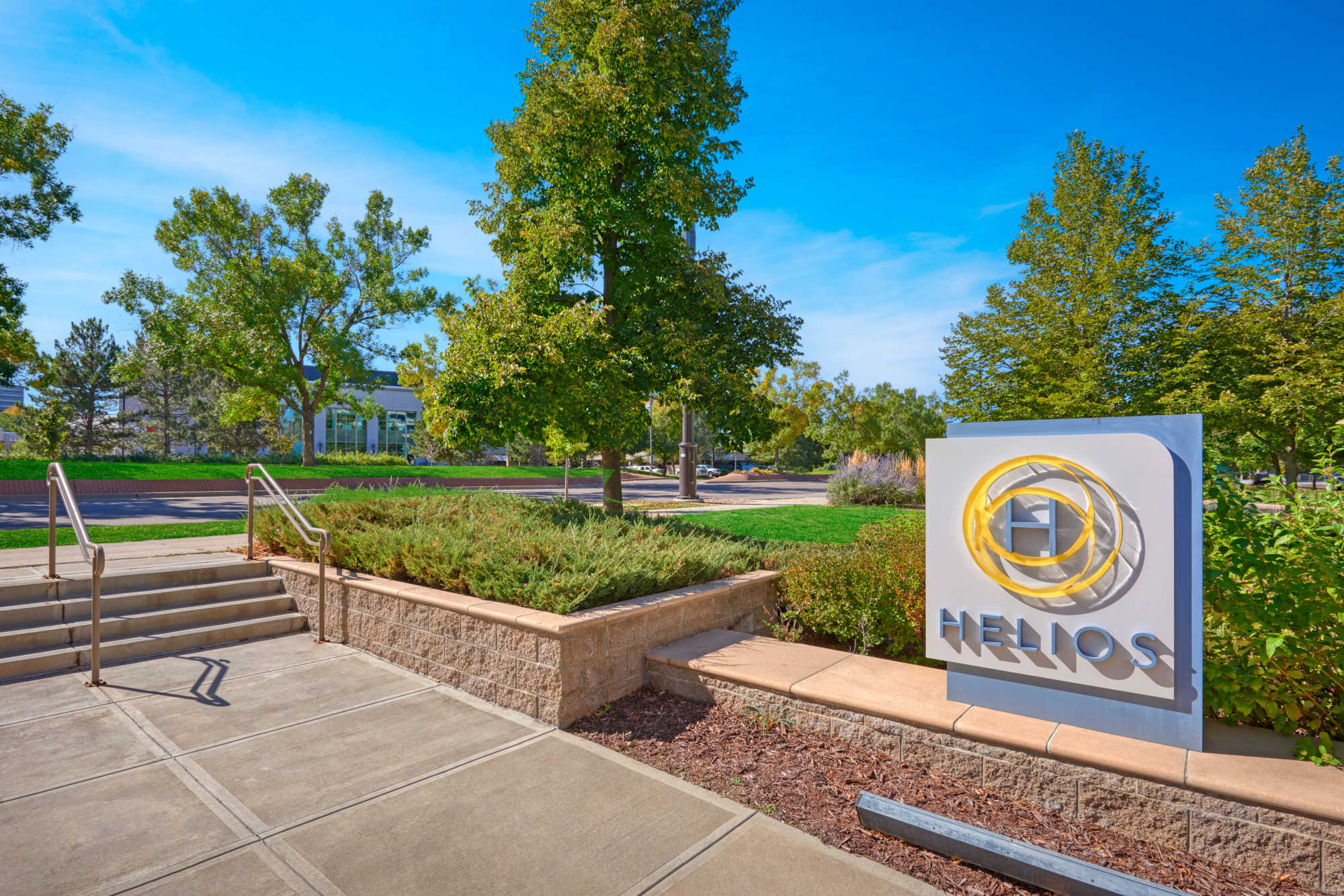 Property signage to Helios in Englewood, Colorado