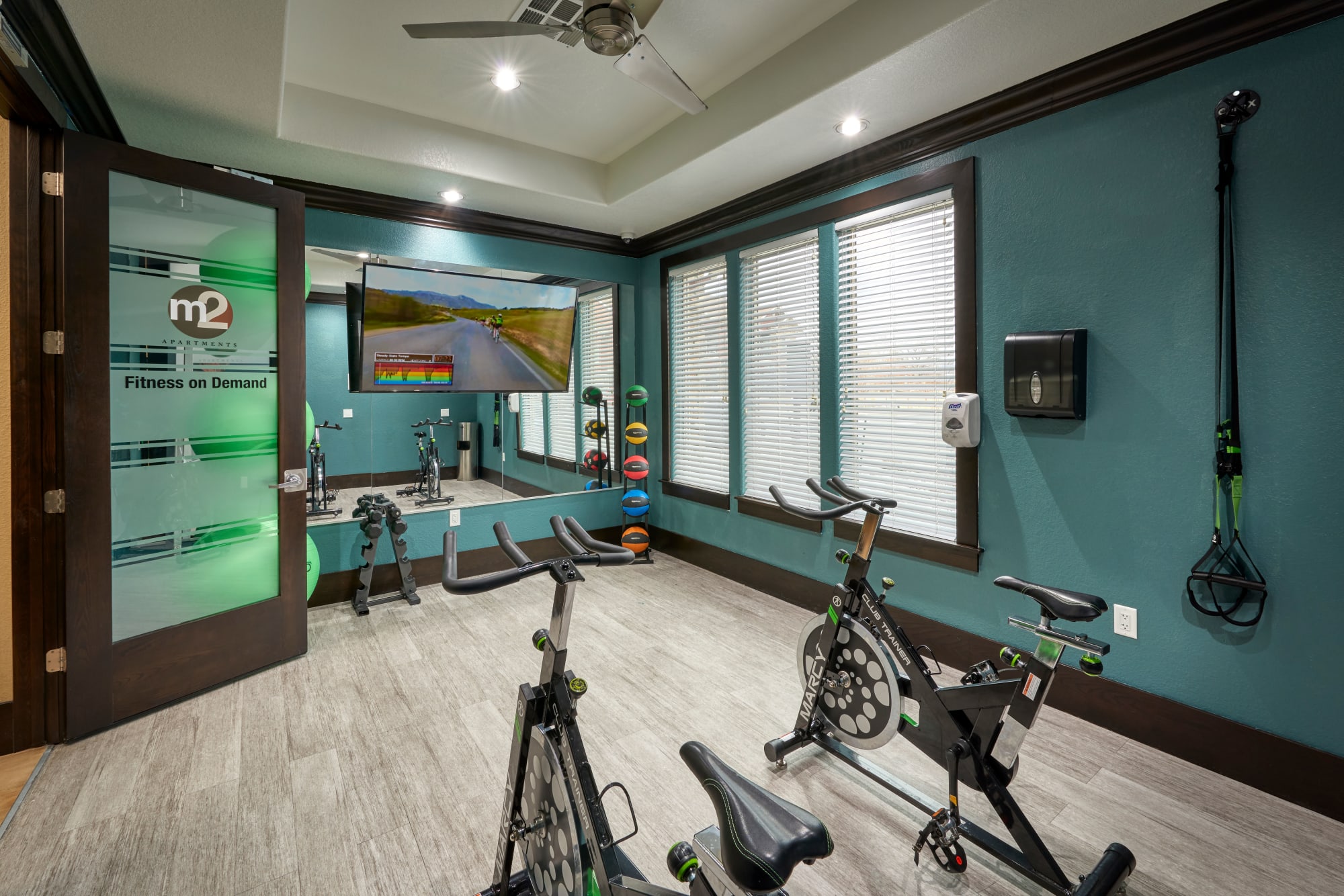 fitness on demand room at M2 Apartments in Denver, Colorado