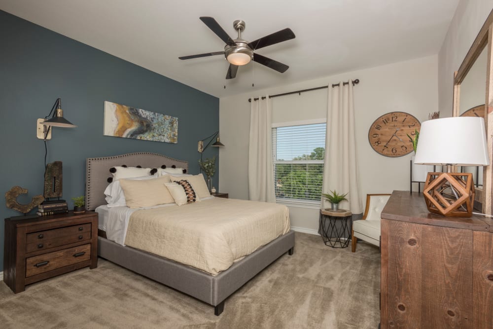 Cozy bedrooms at The Abbey at Dominion Crossing in San Antonio, Texas