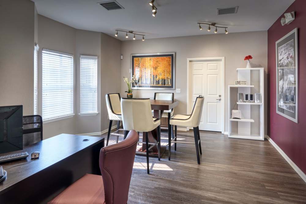 Business center in community clubhouse at Westridge Apartments in Aurora, Colorado