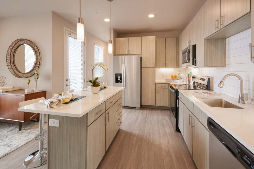 Modern kitchen at Strata Apartments in Denver, Colorado 