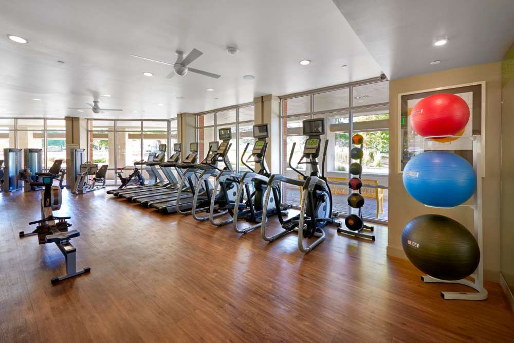 Fitness center at Helios in Englewood, Colorado