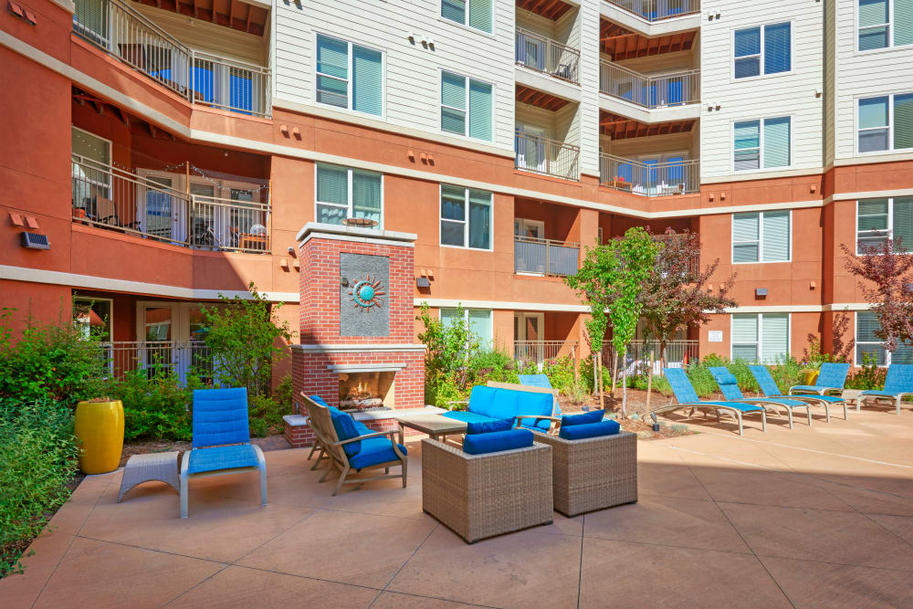 Poolside Fire Pit Lounge at Helios in Englewood, Colorado