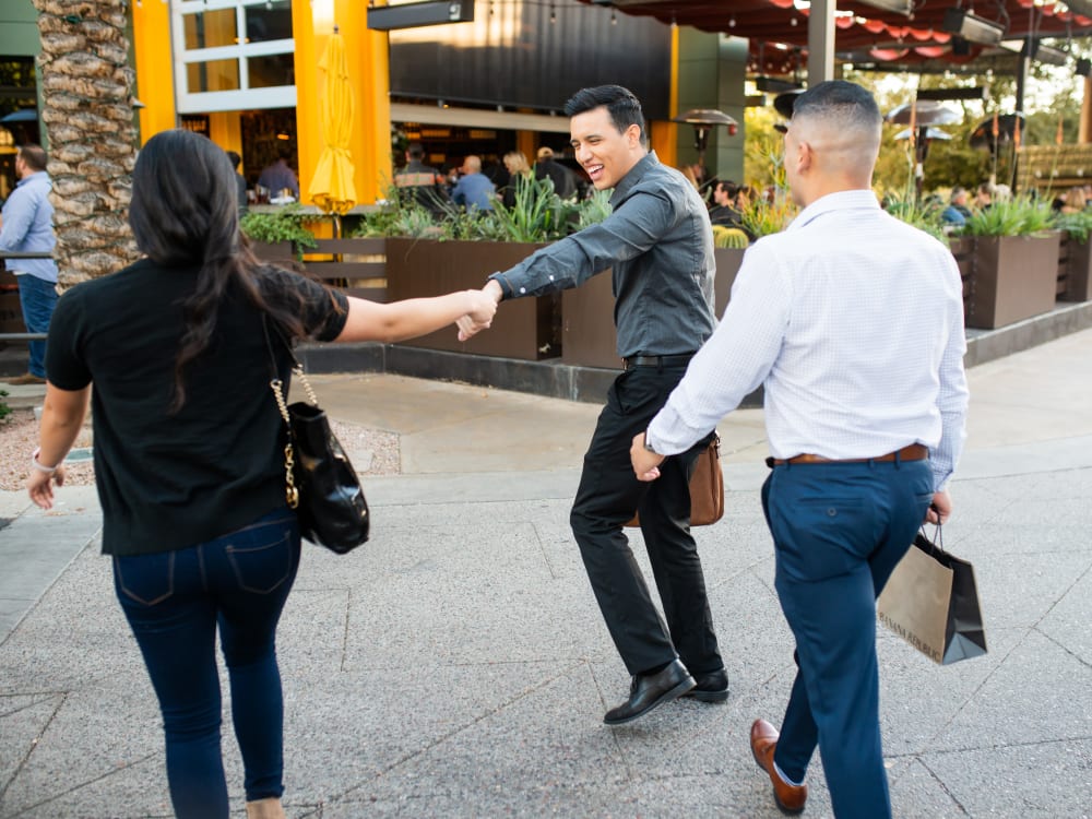 Residents walking downtown together near San Marbeya in Tempe, Arizona