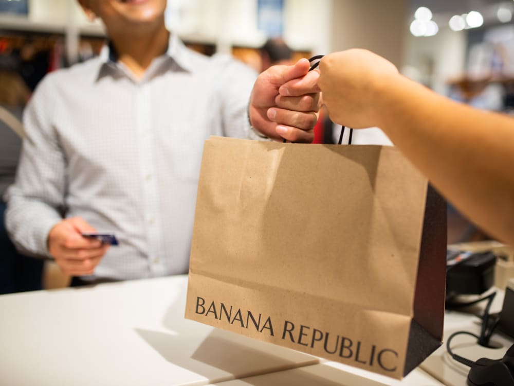 Resident shopping at Banana Republic near San Palmas in Chandler, Arizona