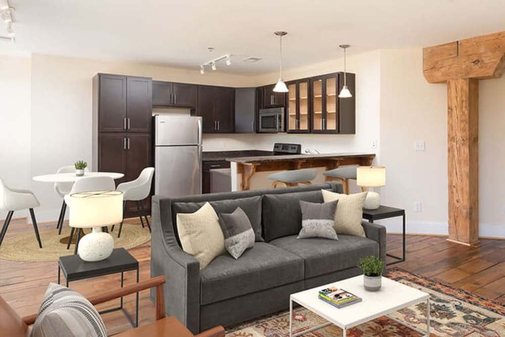 Apartment living area at High Street Lofts in Petersburg, Virginia