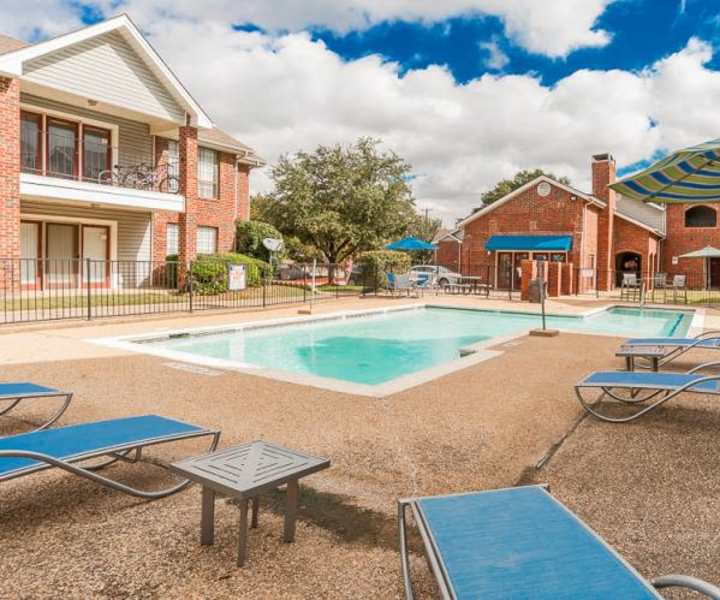 Resort style swimming pool at Aden Crest in Fort Worth, Texas