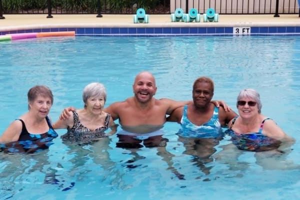 Pool fun at Merrill Gardens at Solivita Marketplace in Kissimmee, Florida. 