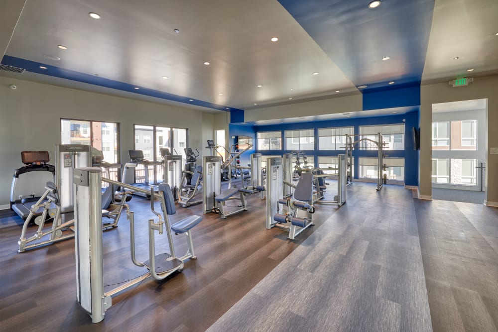 The comprehensive 24 hour fitness center at Elevate in Englewood, Colorado