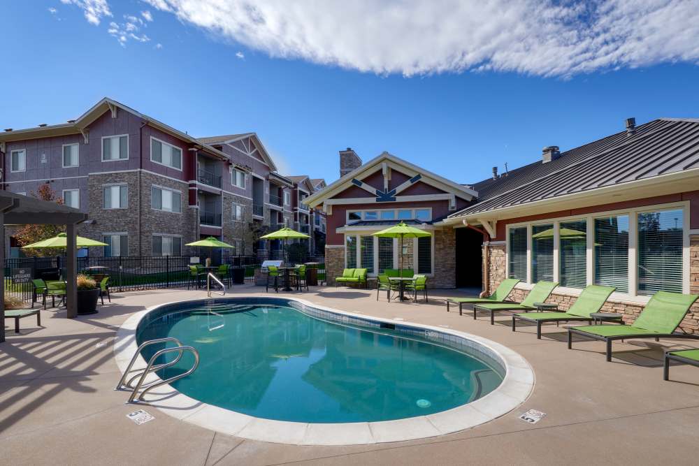 Swimming pool at M2 Apartments in Denver, Colorado