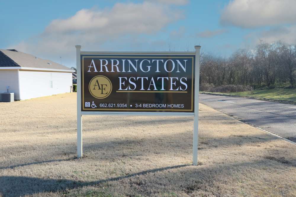Property sign board at Arrington Estates of Clarksdale in Clarksdale, Mississippi
