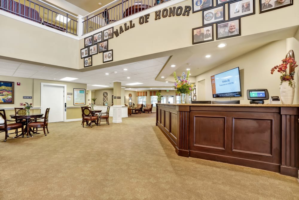 The elegant lobby at Dale Commons in Modesto, California