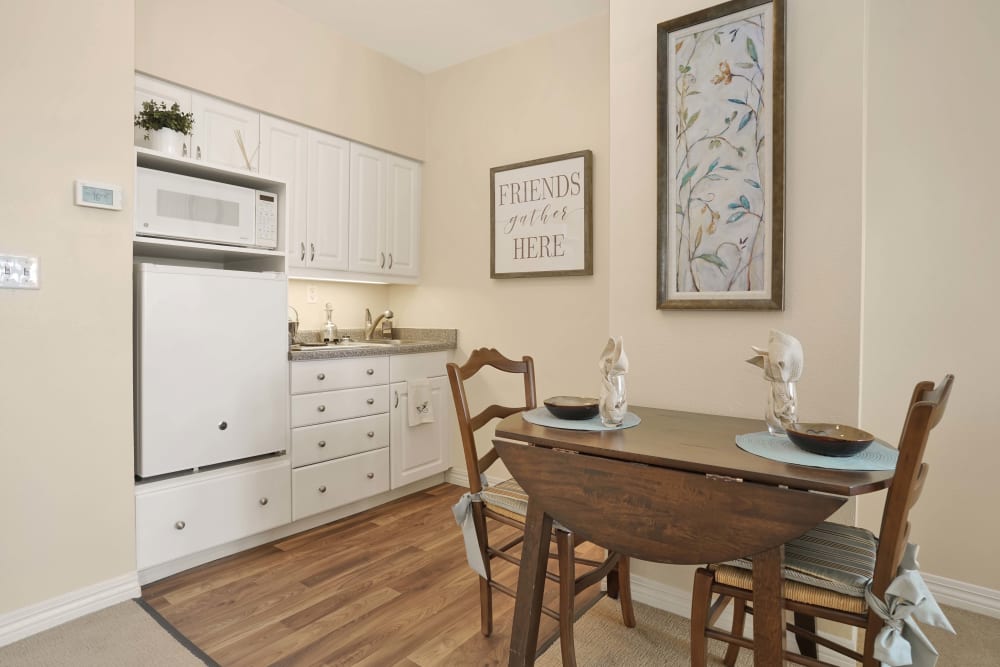 Kitchen in senior living apartment at The Wellington in Salt Lake City, Utah