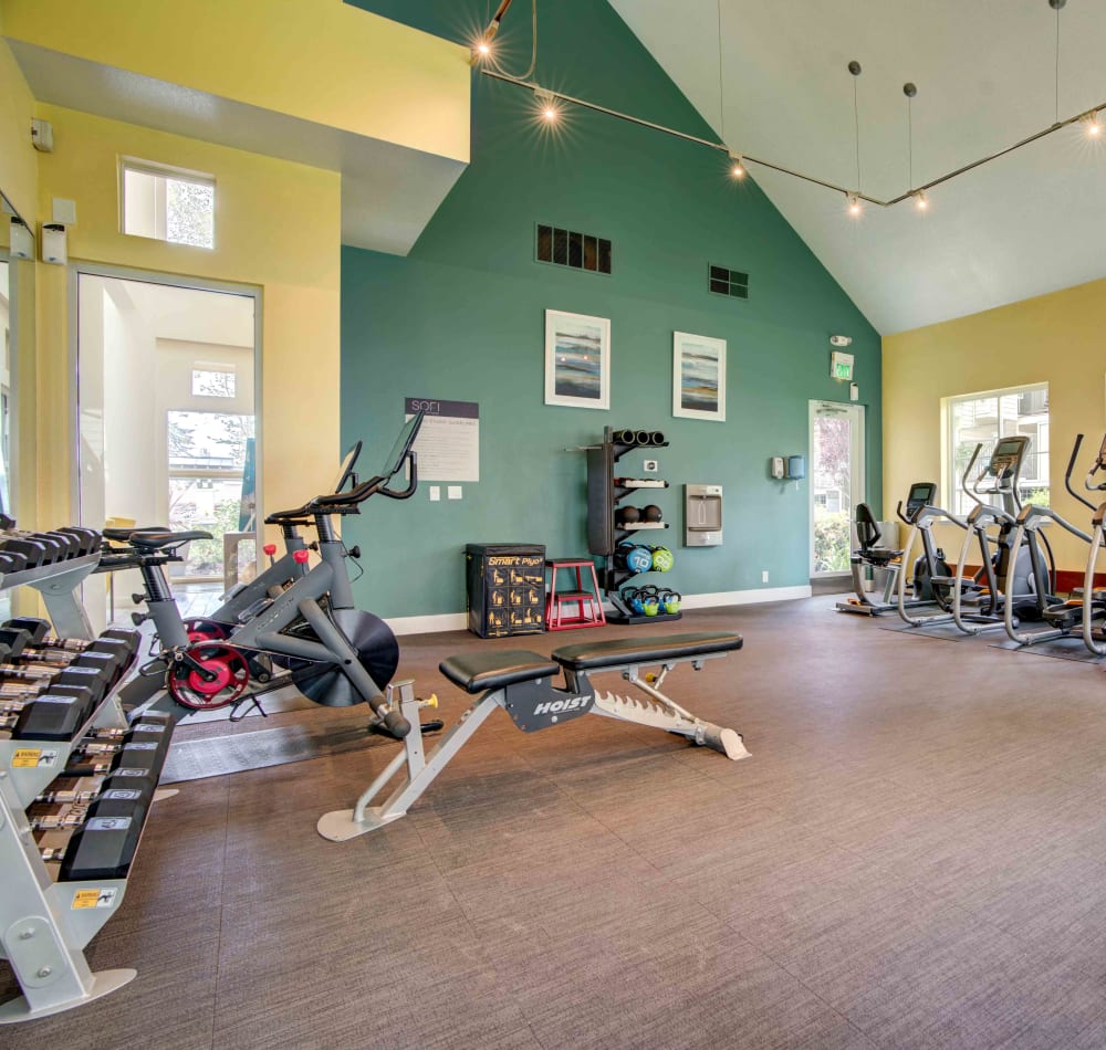 Cardio equipment and more in the fitness center at Sofi Sunnyvale in Sunnyvale, California