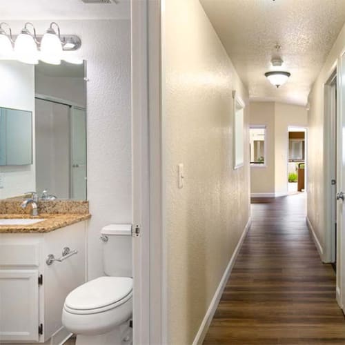 Bathroom and hallway at Maralisa Meadows in Livermore, California