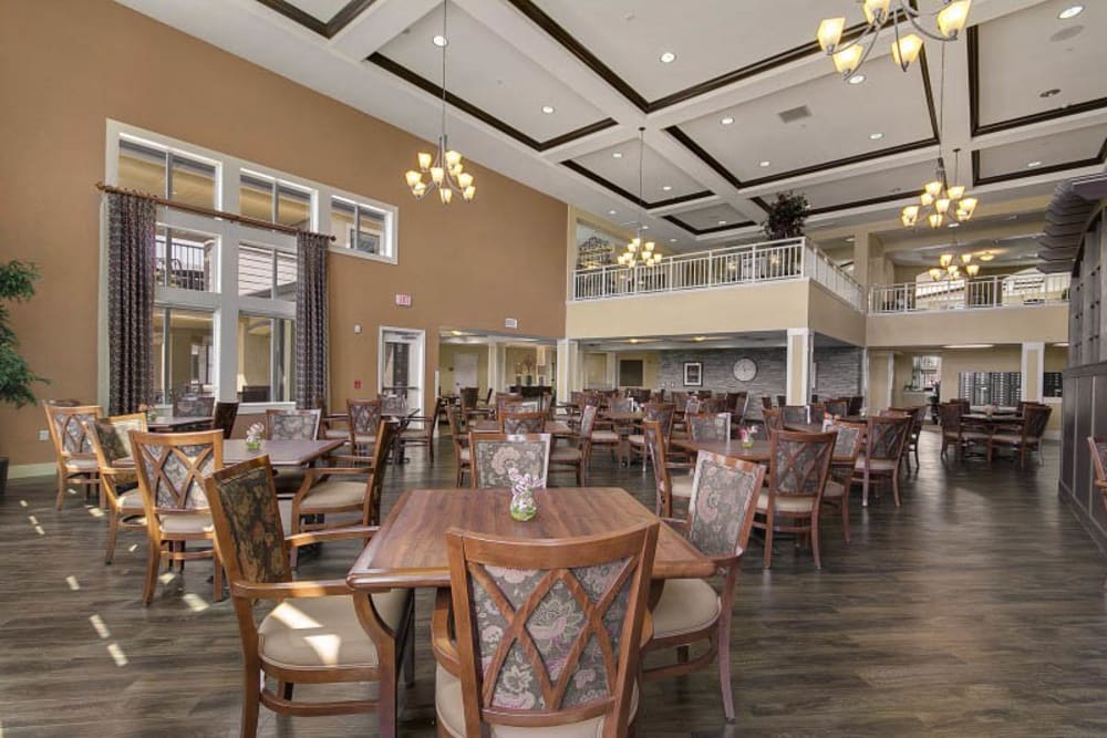 Resident dining room at The Pines, A Merrill Gardens Community in Rocklin, California. 