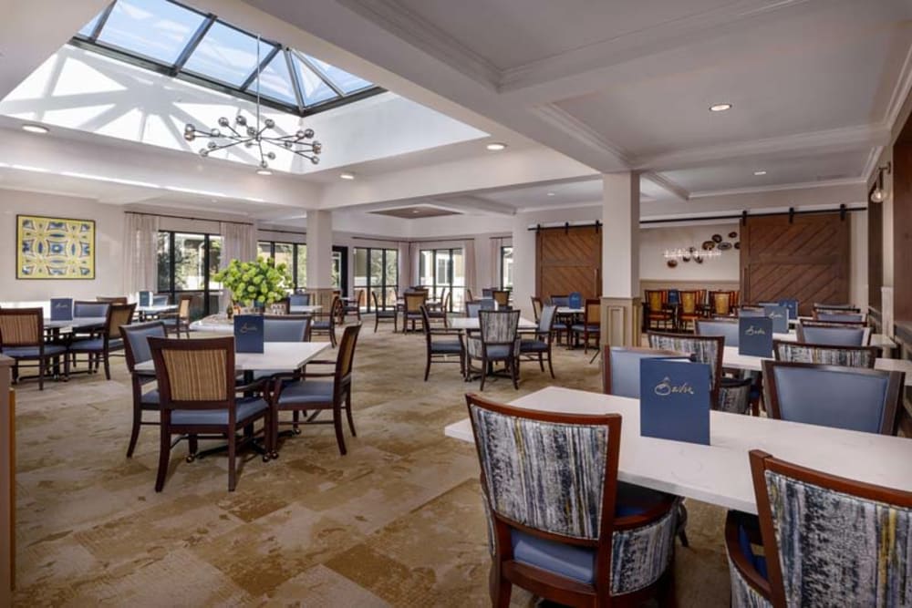 Dining hall at Clearwater at North Tustin in Santa Ana, California. 