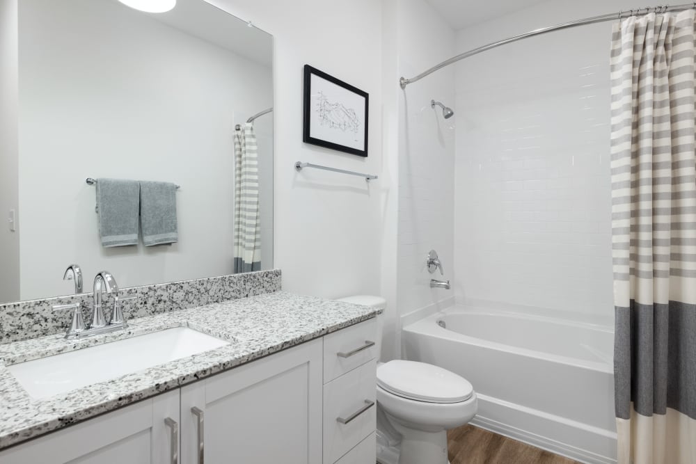 Model bathroom in an apartment at The Archer In Acworth in Acworth, Georgia