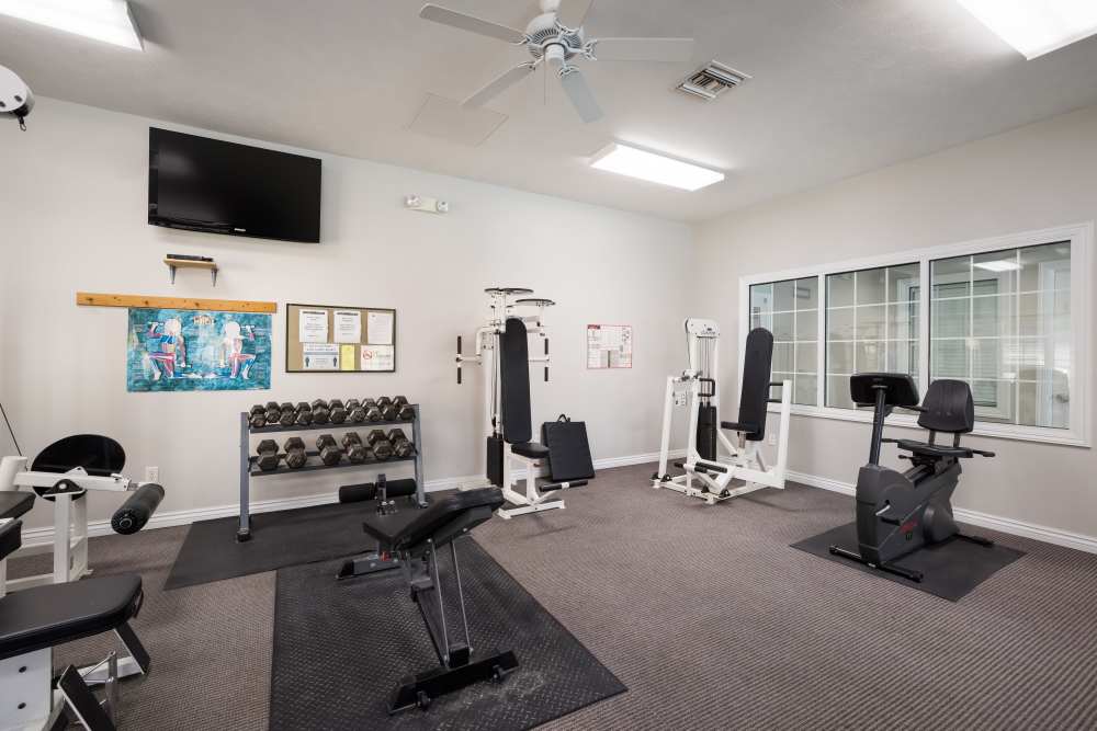Well equipped fitness center at Valley View Estates, Council Bluffs, Iowa