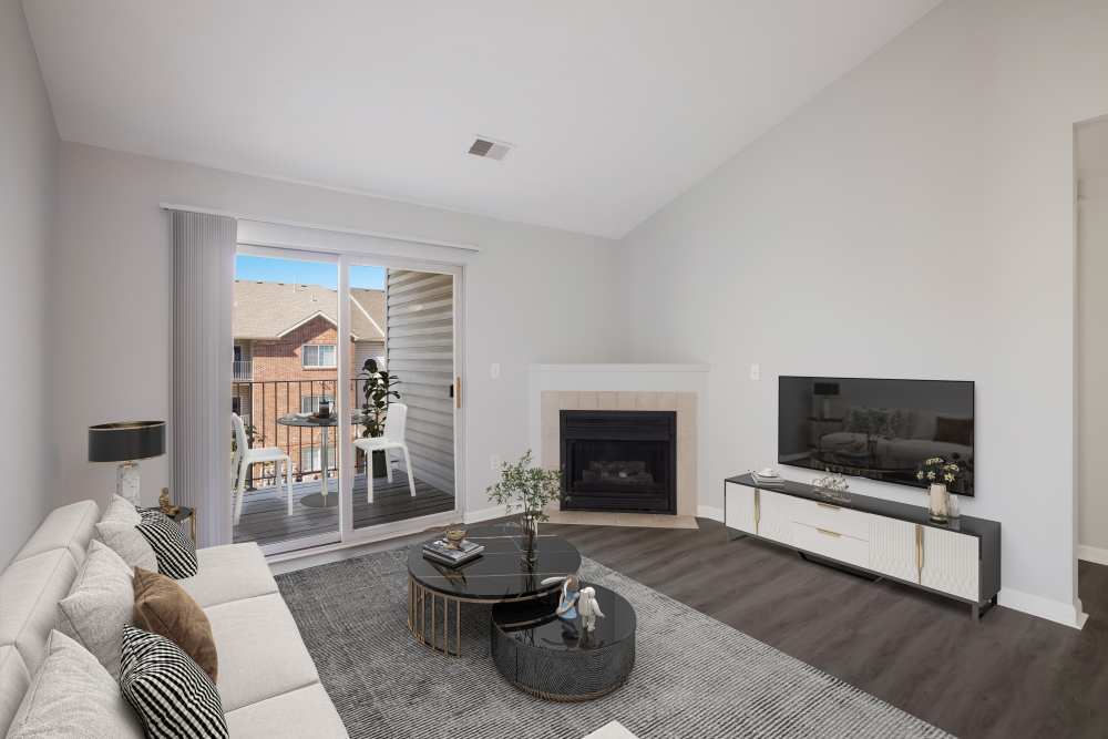 Living room with tv at Valley View Estates, Council Bluffs, Iowa