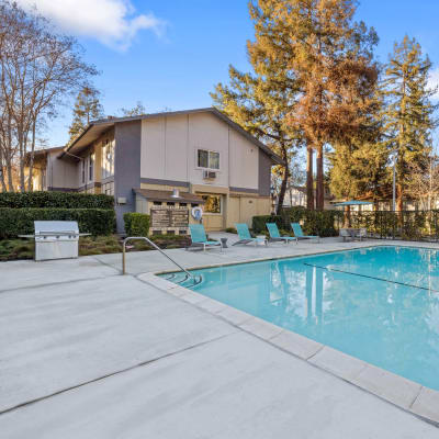 Apartments with a pool at Montecito Apartments in Santa Clara, California