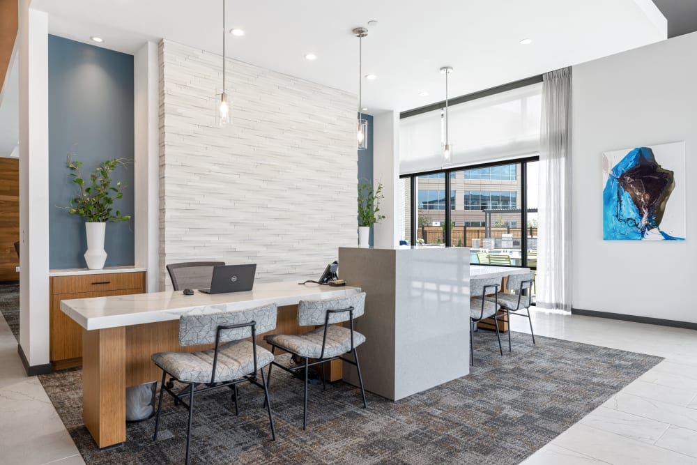 Interior of the leasing office at Marq Promenade in Westminster, Colorado